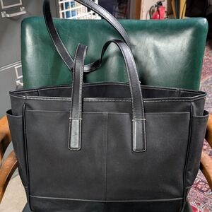 Coach Black Leather And Canvas Women's Tote Bag